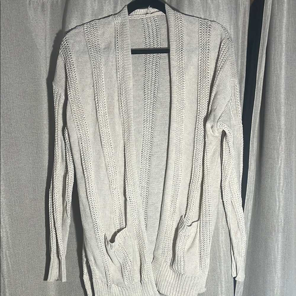 Women's Cream Open-Front Sweater